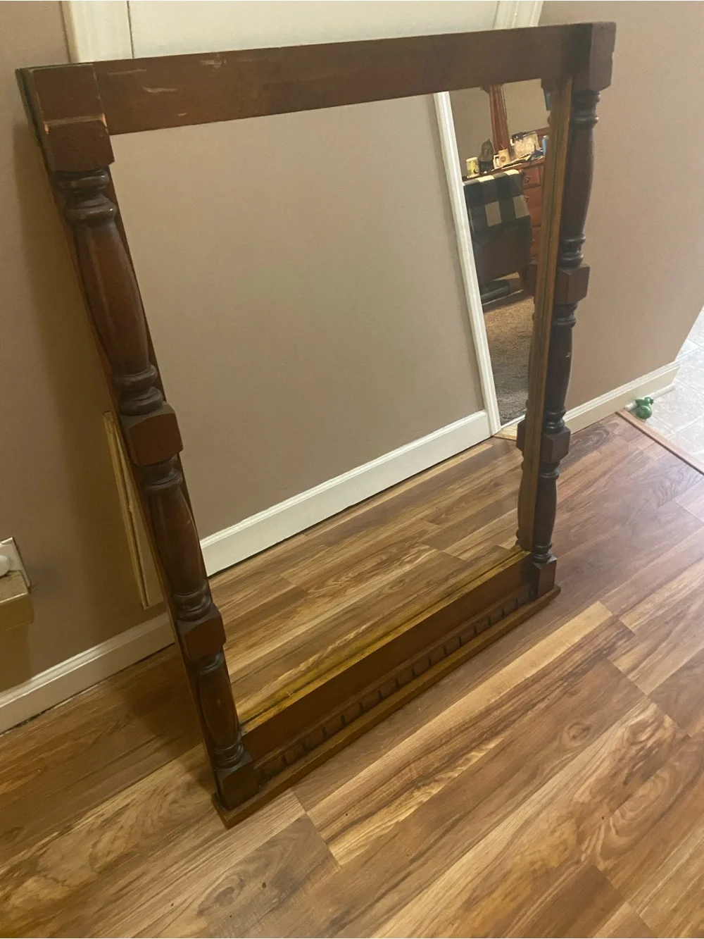 Wood Frame Wall Mirror - Brown